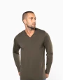 KARIBAN Herren Langarm-T-Shirt V-Ausschnitt T-Shirts personalisierbar