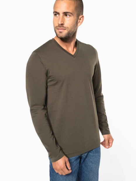 T-Shirts à personnaliser KARIBAN T-shirt col V manches longues homme 