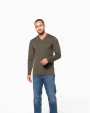 KARIBAN Herren Langarm-T-Shirt V-Ausschnitt T-Shirts personalisierbar