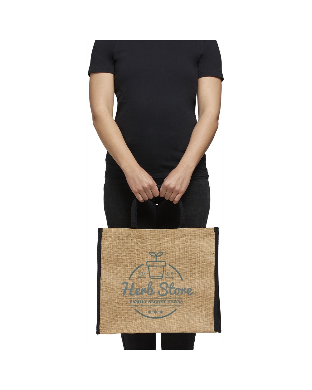 Tote bags 4DO Harry jute draagtas met gekleurde accenten 25L voor bedrukking &amp; borduring