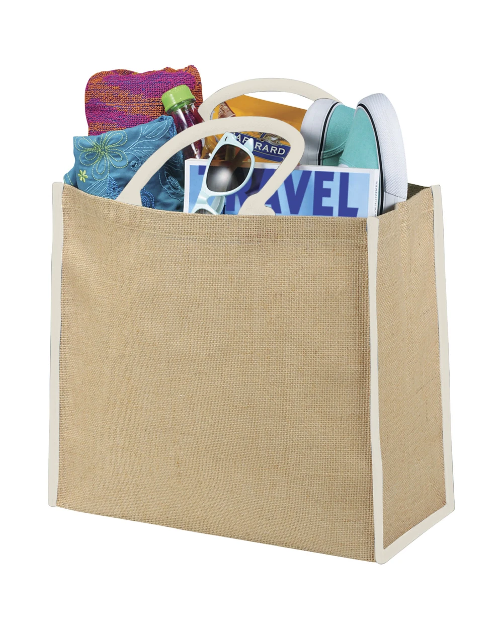 Tote bags 4DO Harry jute draagtas met gekleurde accenten 25L voor bedrukking &amp; borduring