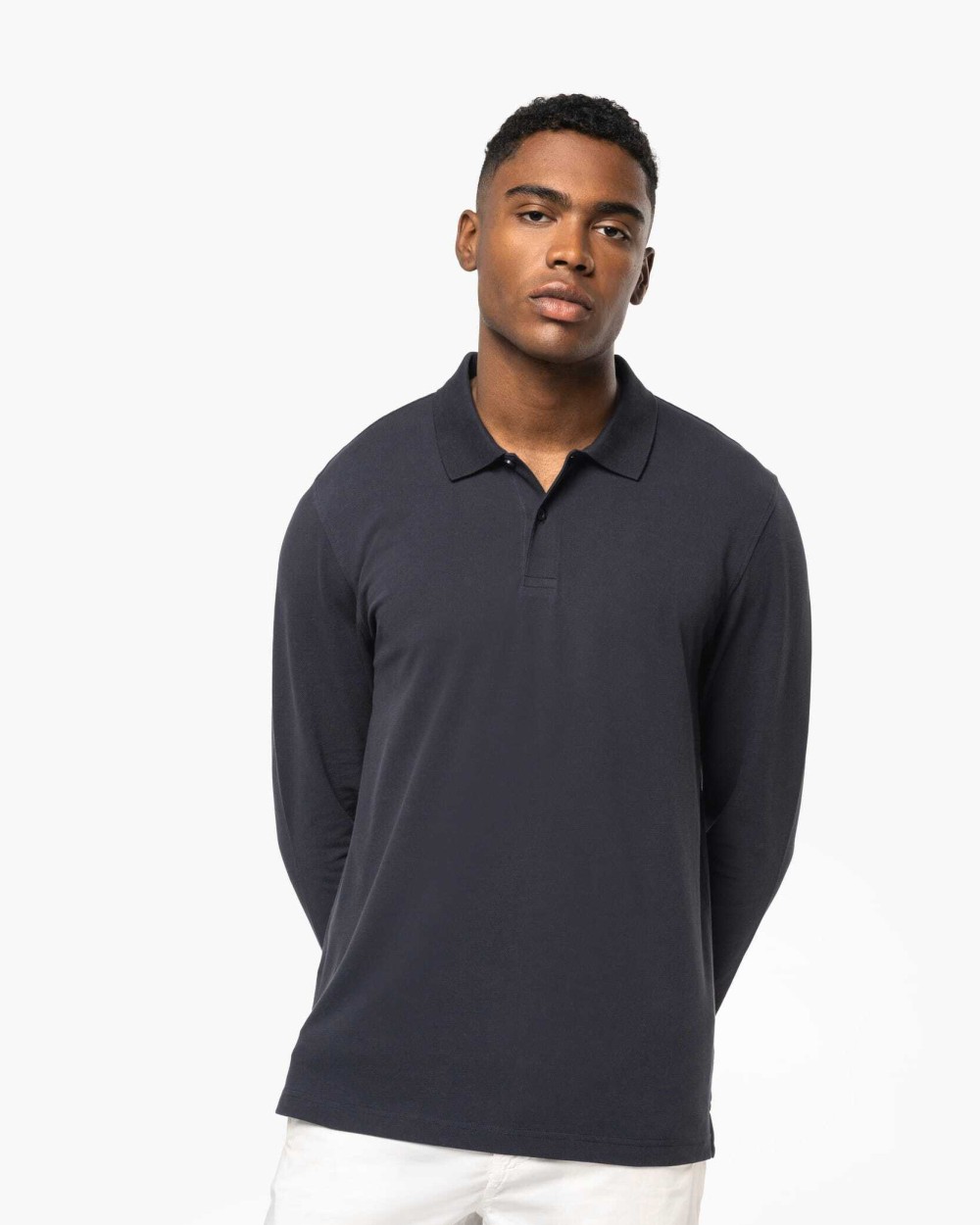 KARIBAN Herren Piqué-Polohemd lange Ärmel Bio-180 Poloshirts personalisierbar