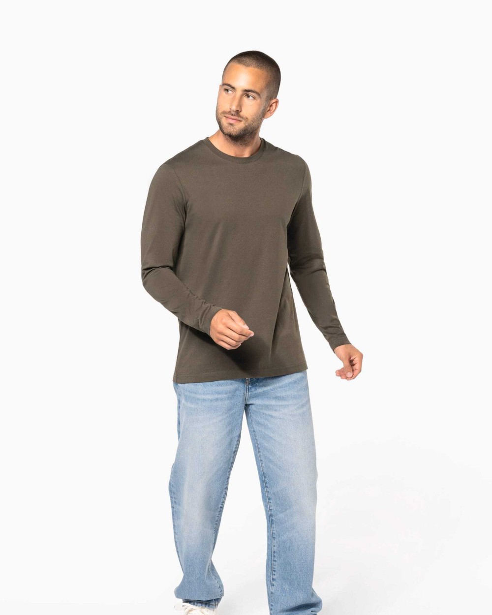 KARIBAN Herren Langarm-T-Shirt Rundhalsausschnitt T-Shirts personalisierbar