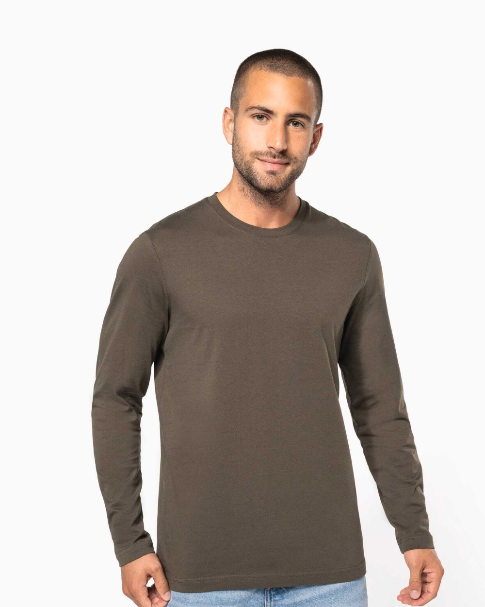 KARIBAN Herren Langarm-T-Shirt Rundhalsausschnitt T-Shirts personalisierbar