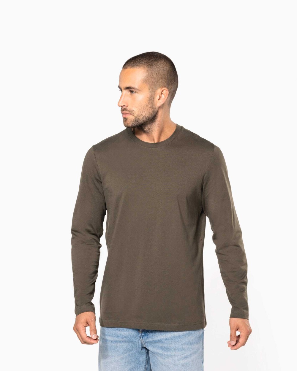 KARIBAN Herren Langarm-T-Shirt Rundhalsausschnitt T-Shirts personalisierbar