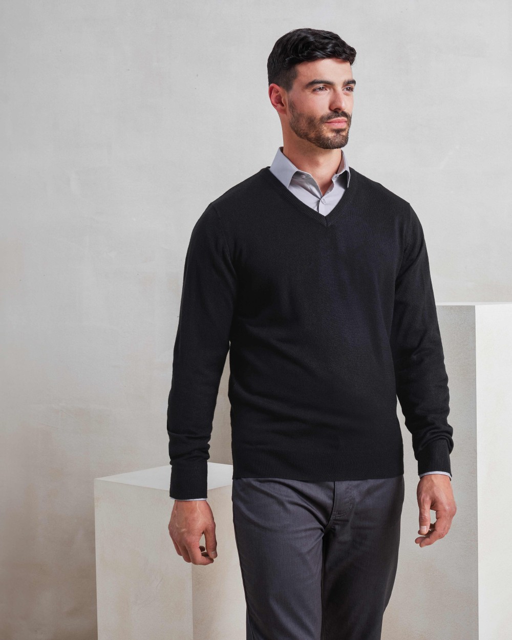 Sweat-shirts personnalisable PREMIER Pull "Essential" à col en V en acrylique pour homme