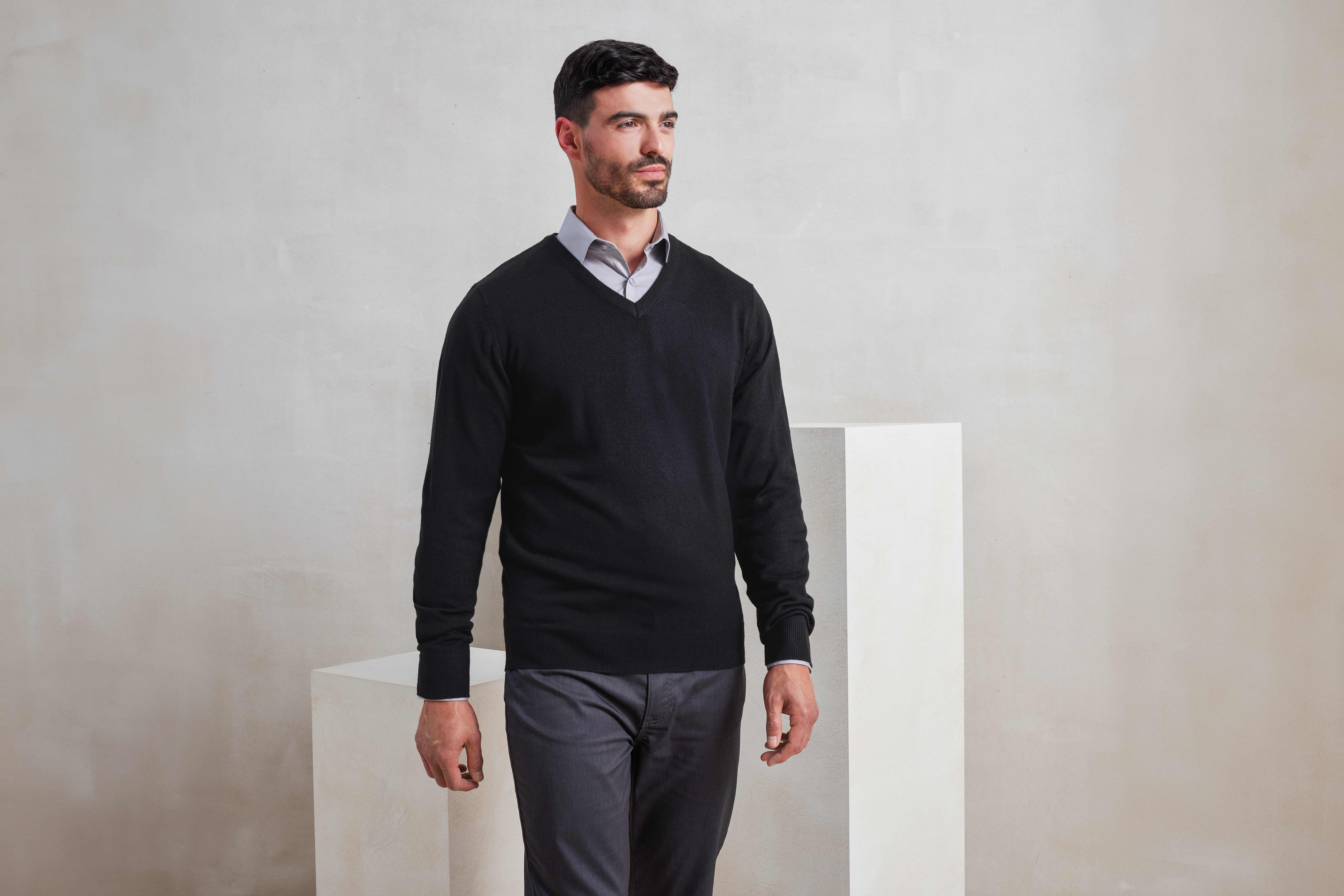 Sweat-shirts personnalisable PREMIER Pull "Essential" à col en V en acrylique pour homme