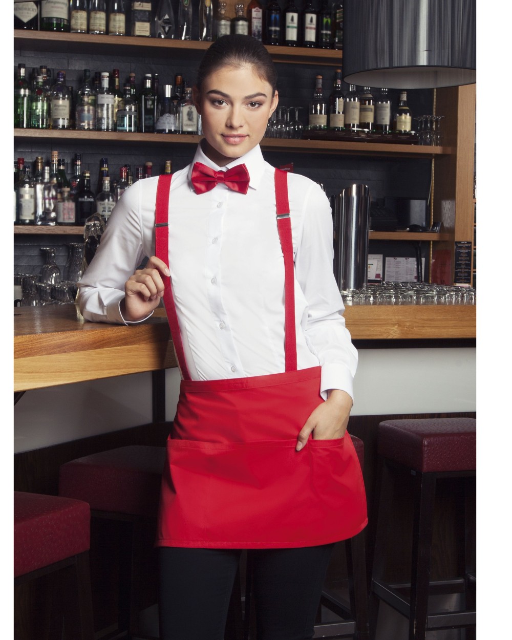 KARLOWSKY Waist Apron Basic with Pocket Schürzen personalisierbar