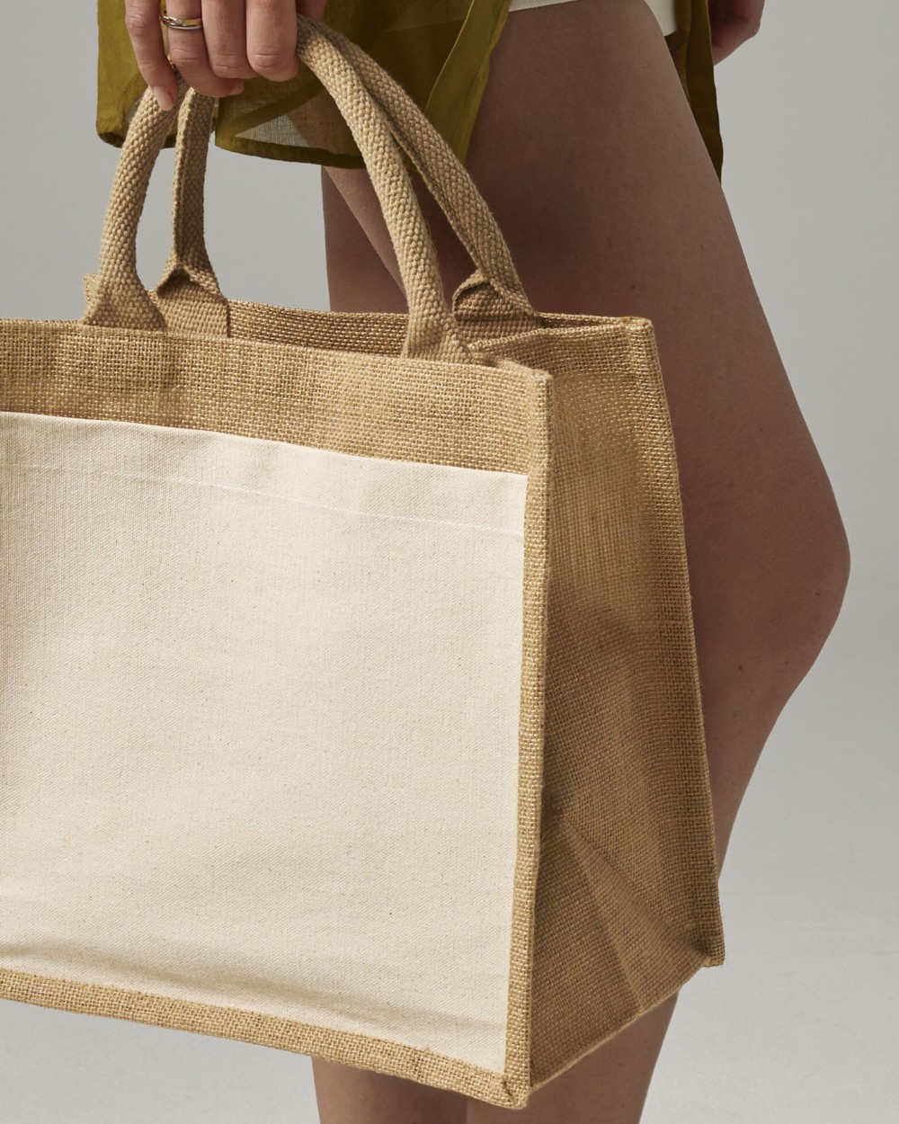 Tote bags WESTFORDMILL COTTON PUCKET JUTE MIDI TOTE voor bedrukking &amp; borduring