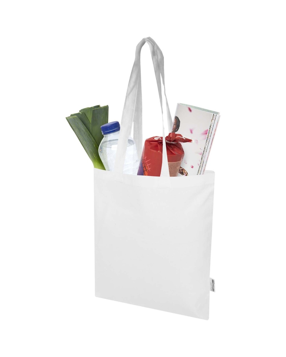 Tote bags 4DO Madras Blend draagtas van 140 g/m² GRS gerecycled katoen 7 l voor bedrukking &amp; borduring