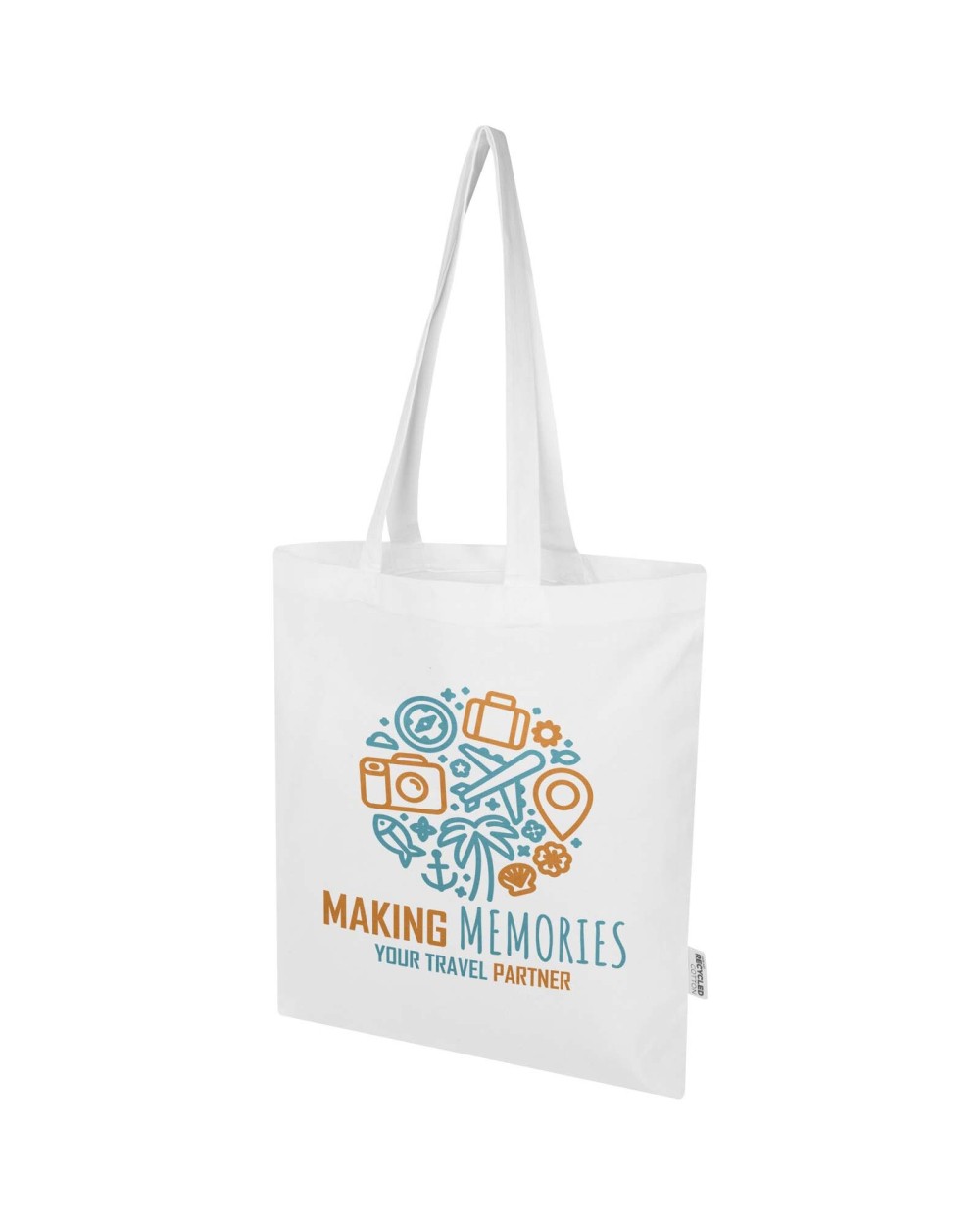 Tote bags 4DO Madras Blend draagtas van 140 g/m² GRS gerecycled katoen 7 l voor bedrukking &amp; borduring