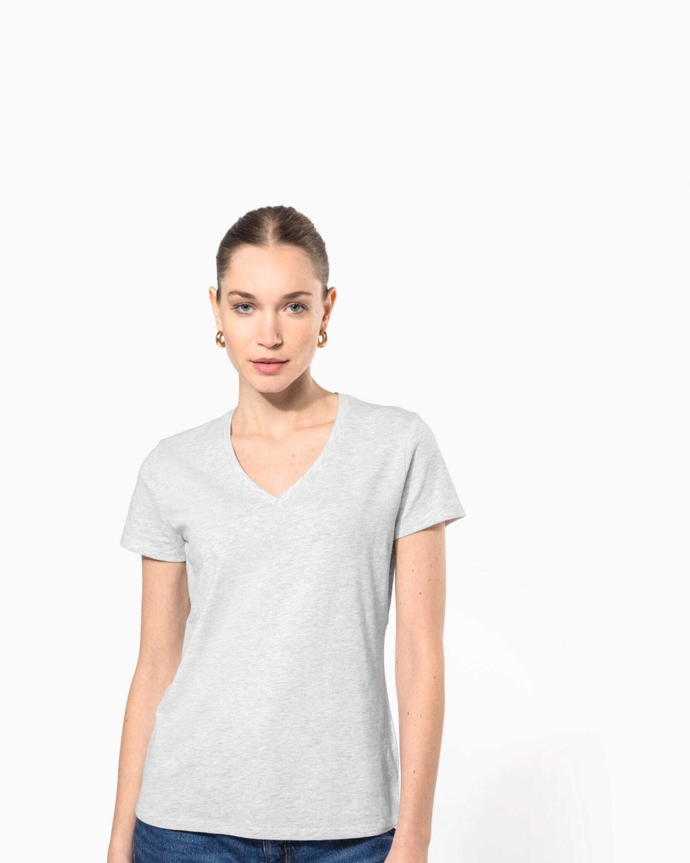 KARIBAN Damen-T-Shirt mit kurzen Ärmeln und V-Ausschnitt T-Shirts personalisierbar