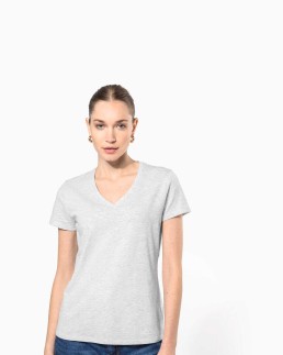 T-shirt col V manches courtes femme