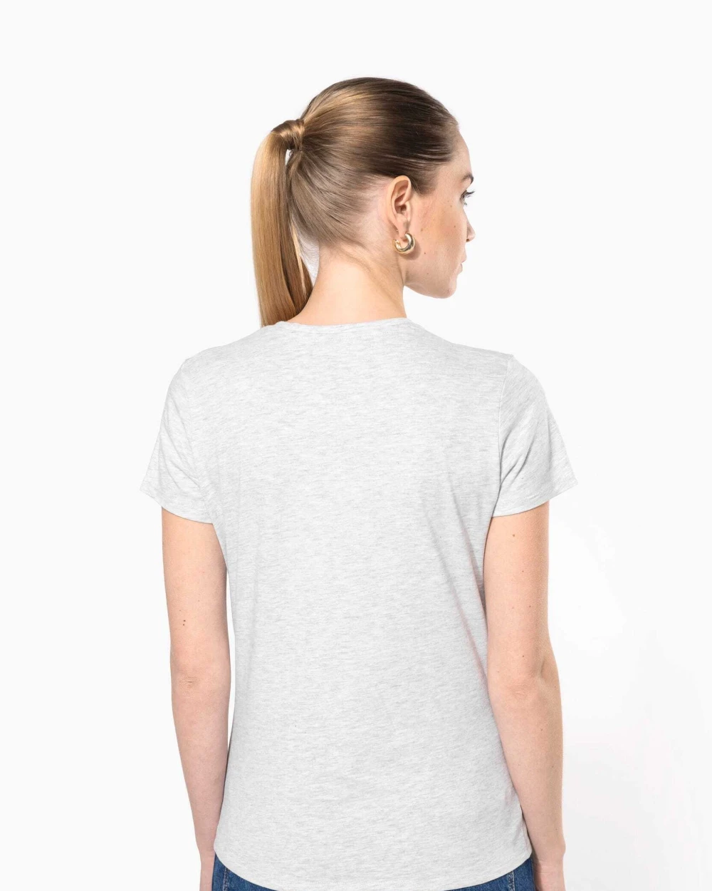 T-shirts KARIBAN Dames T-shirt v-hals met korte mouwen voor bedrukking &amp; borduring