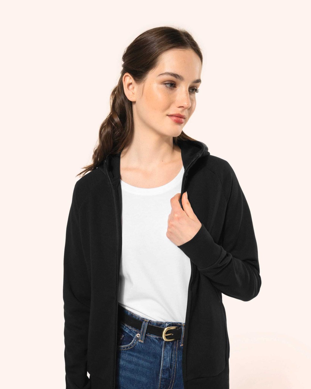 KARIBAN Damenjacke mit Reißverschluss und Kapuze Sweatshirts personalisierbar