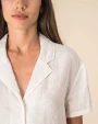 Chemises personnalisable SPASSO Chemise à col bowling manches courtes en lin femme