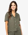 Chemises personnalisable SPASSO Chemise à col bowling manches courtes en lin femme