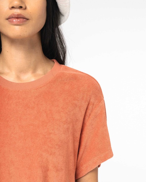 NATIVE SPIRIT Umweltfreundliches Damen-T-Shirt-Kleid aus Frottee mit überschnittener Schulterpartie Kleider personalisierbar