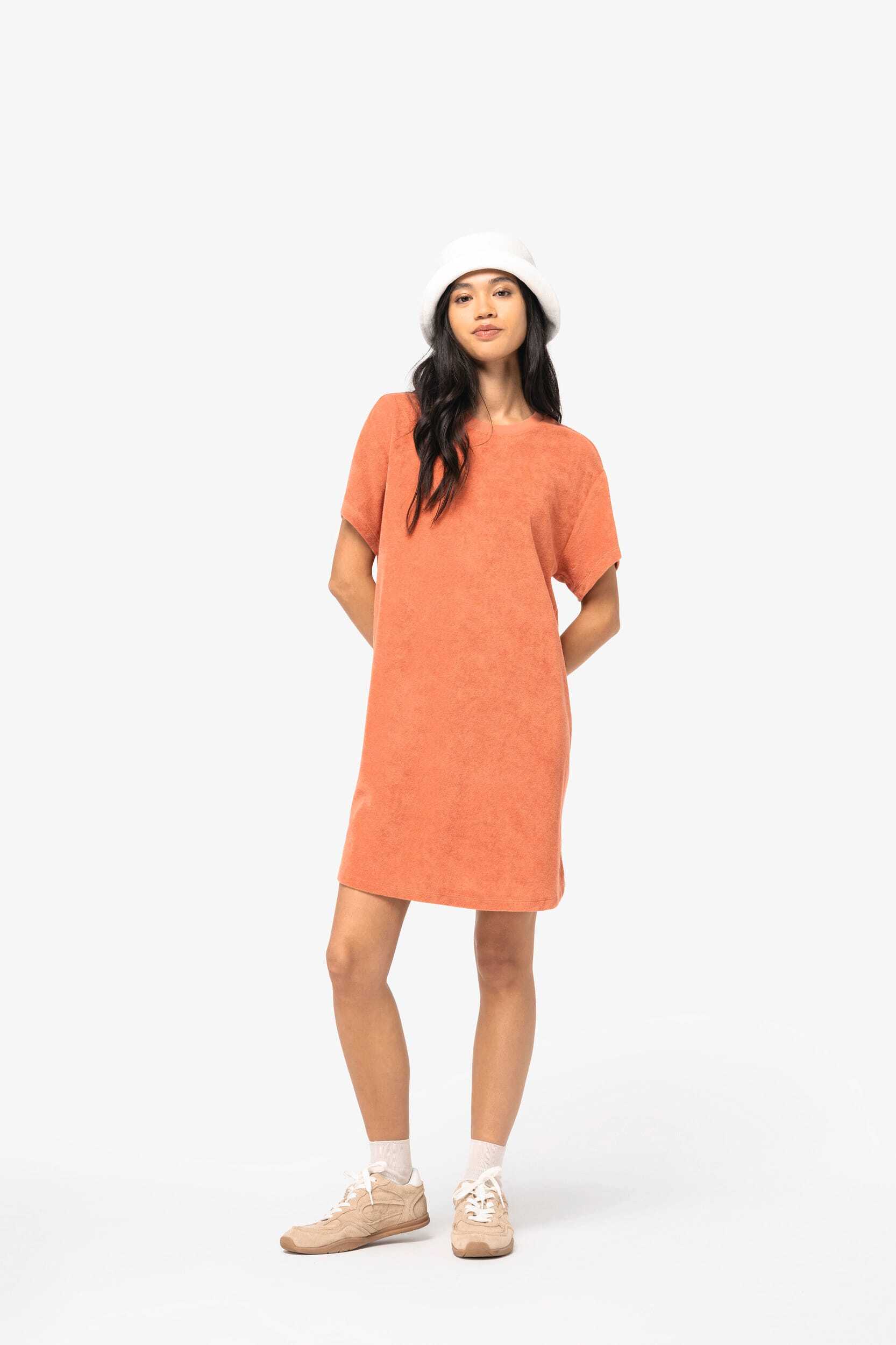 Robes personnalisable NATIVE SPIRIT Robe t-shirt écoresponsable en éponge à épaules tombantes femme