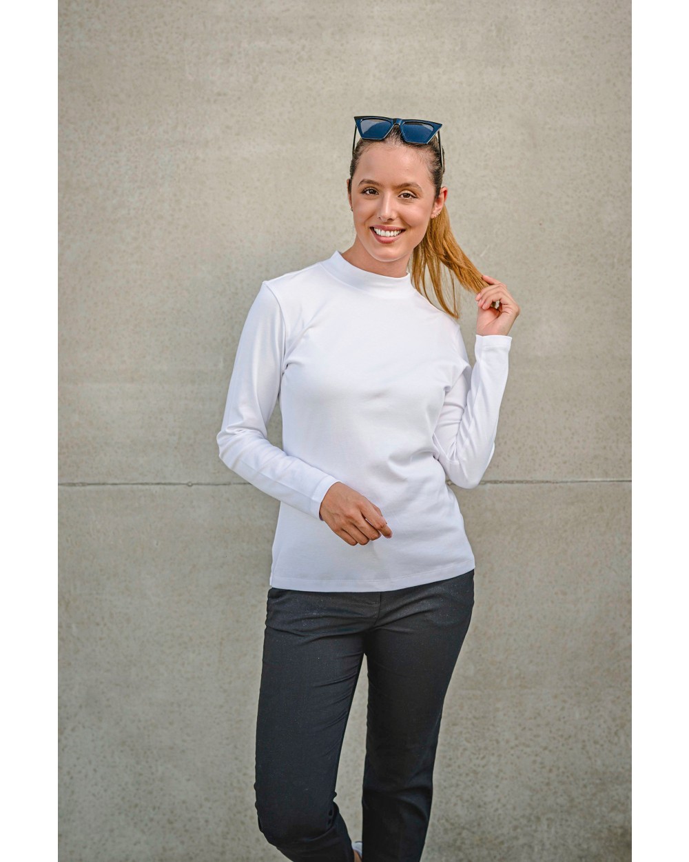 T-shirts HRM Women´s Premium Highneck Longsleeve Tees voor bedrukking &amp; borduring