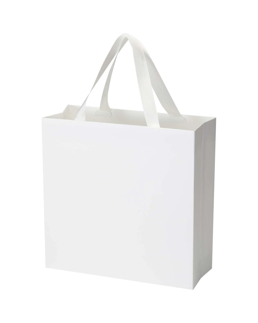 Tassen & Zakken 4DO Smartfold papieren tas van 210 g/m² met lintgrepen en een glanzende laminaatlaag - 31 x 12 x 31 cm voor bedrukking &amp; borduring