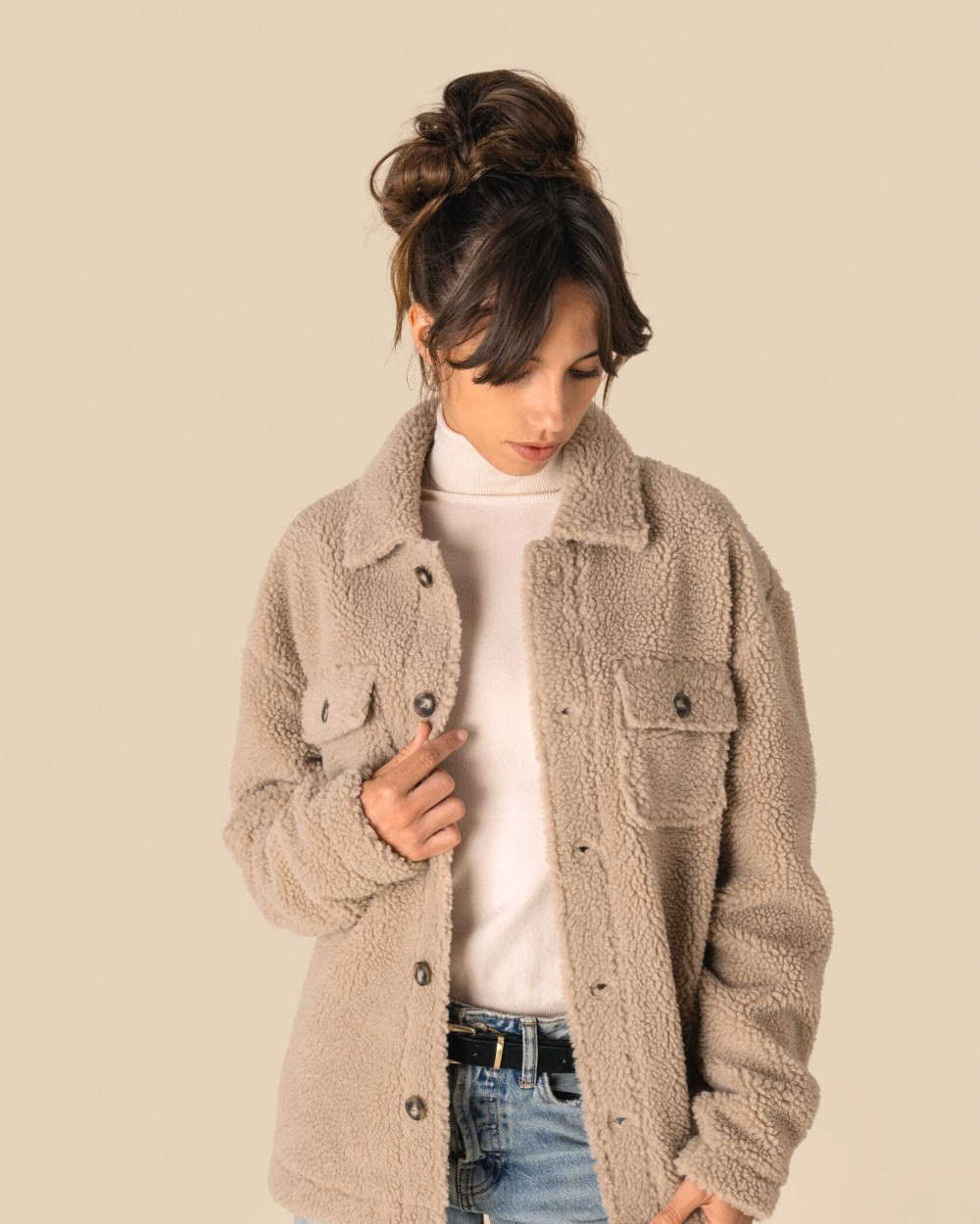 SPASSO Unisex-Überhemd aus Sherpa mit überschnittenen Schultern Hemden personalisierbar