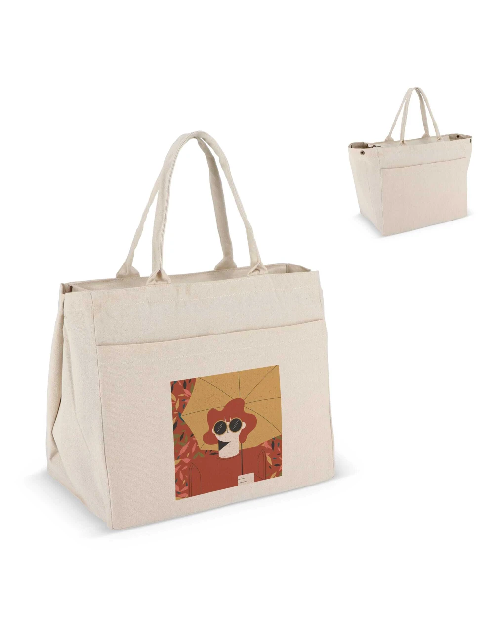 Tote bags 4DO Katoen Tote met rits OEKO-TEX® 39 x 24 x 34cm 320g/m² voor bedrukking &amp; borduring