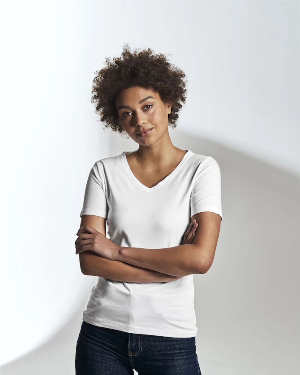 T-Shirts personnalisable COTTOVER STRETCH COL V FEMME - CERTIFIÉ GOTS