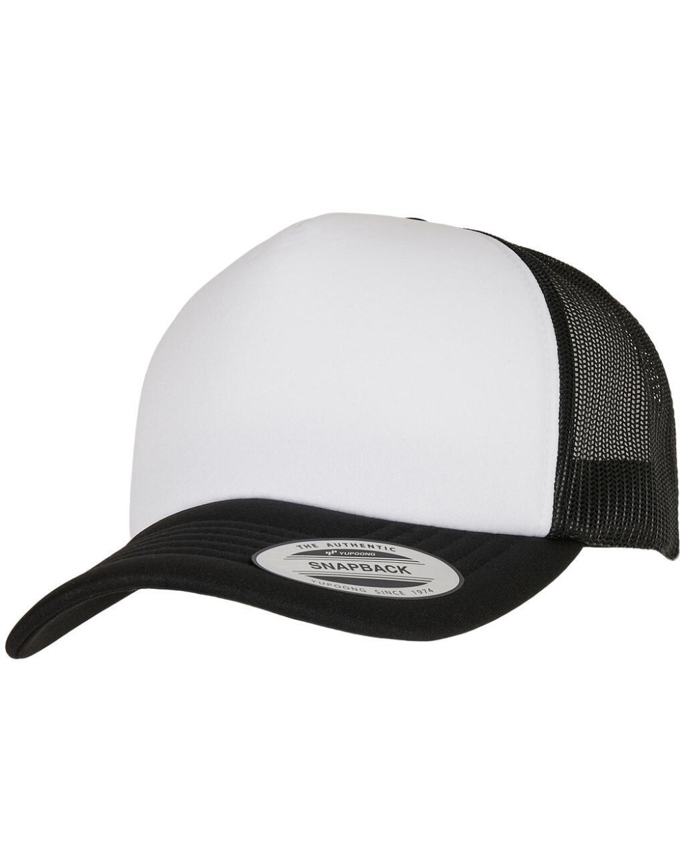 FLEXFIT Classic Curved Foam Trucker Cap – White Front Kappen personalisierbar