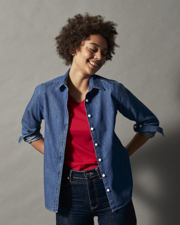 Chemises personnalisable COTTOVER CHEMISE DENIM FEMME - CERTIFIÉ GOTS