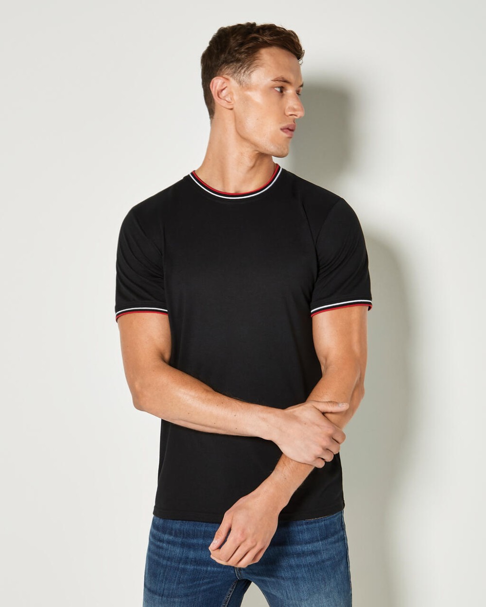 KUSTOM KIT Fashion Fit Tipped Tee T-Shirts personalisierbar