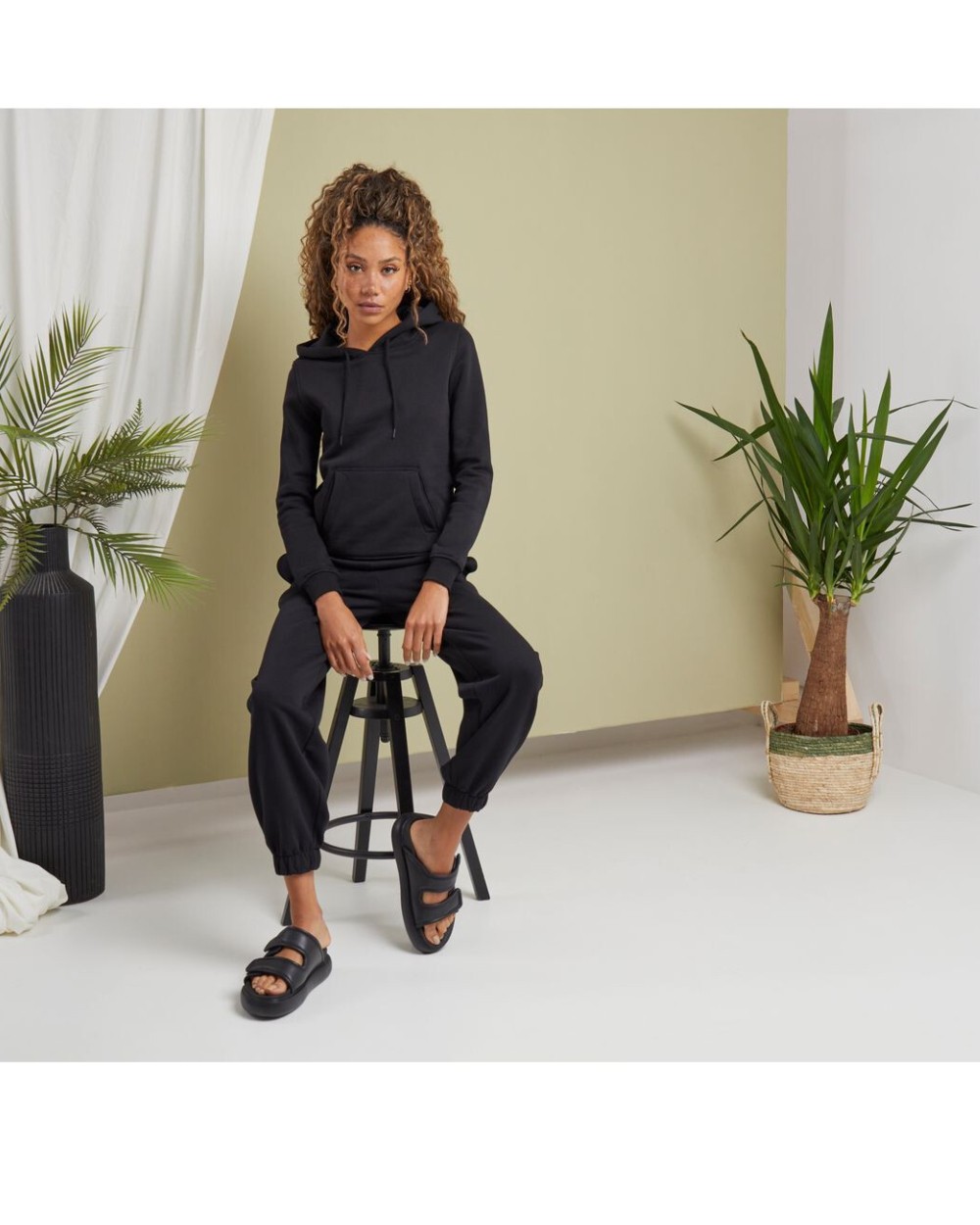 Pantalons personnalisable BUILD YOUR BRAND LADIES HIGH WAIST BALLON SWEAT PANTS