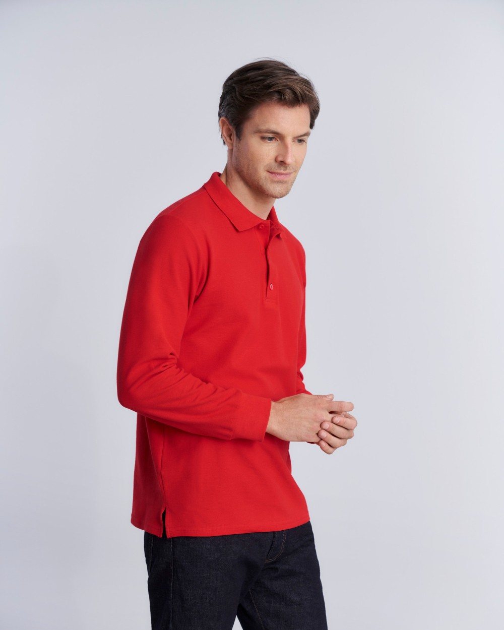 GILDAN Premium Cotton Adult Double Piqué Polo LS Poloshirts personalisierbar