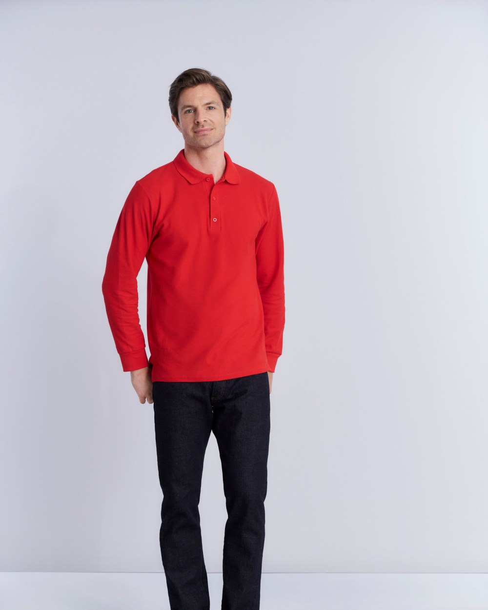 GILDAN Premium Cotton Adult Double Piqué Polo LS Poloshirts personalisierbar