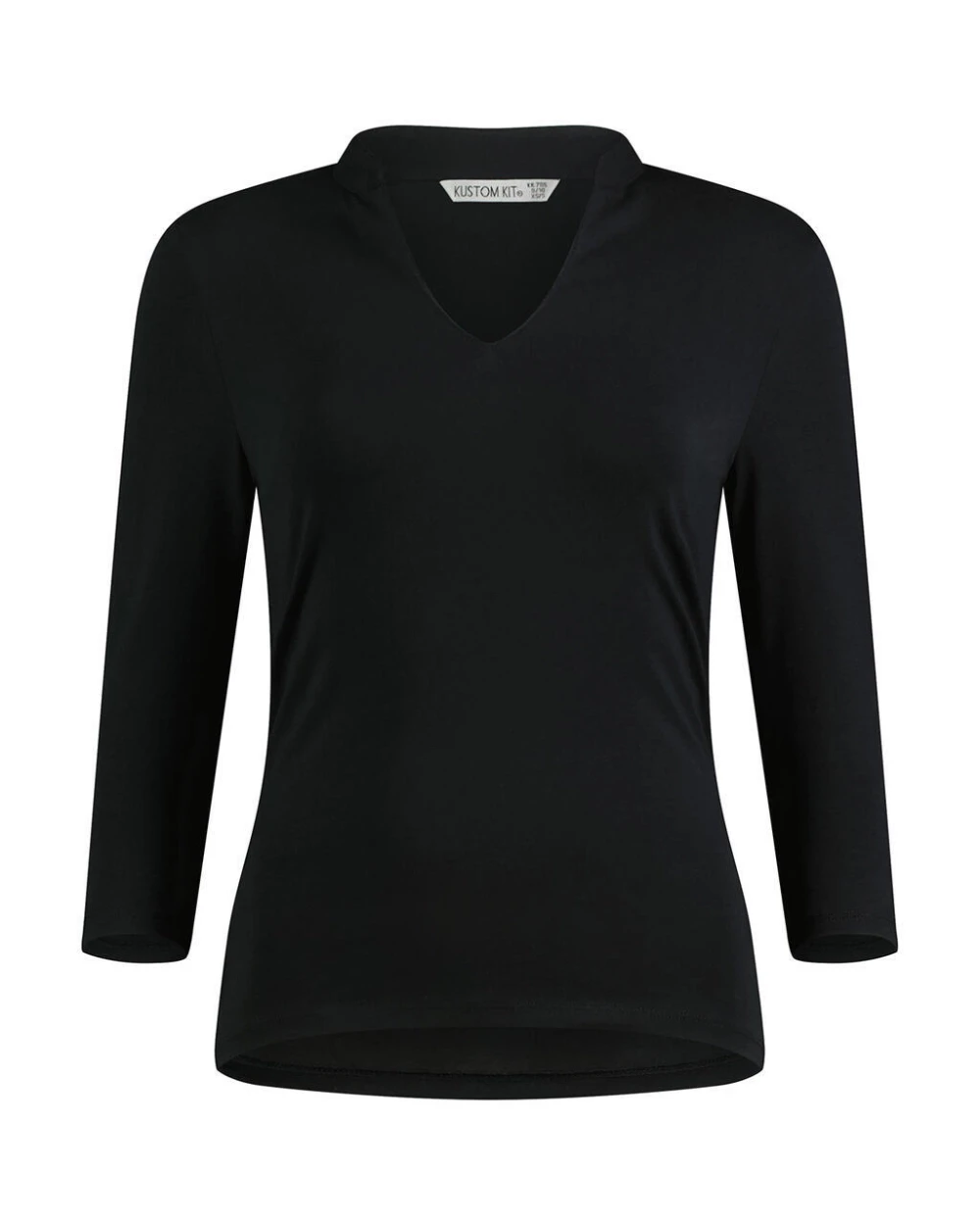T-Shirts personnalisable KUSTOM KIT Regular Fit Mandarin Collar Top 3/4 Sleeve