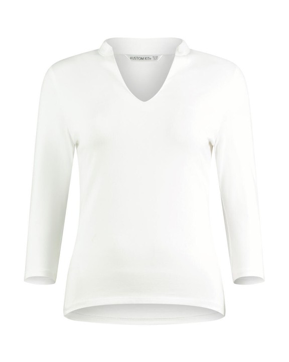 T-shirts KUSTOM KIT Regular Fit Mandarin Collar Top 3/4 Sleeve voor bedrukking &amp; borduring