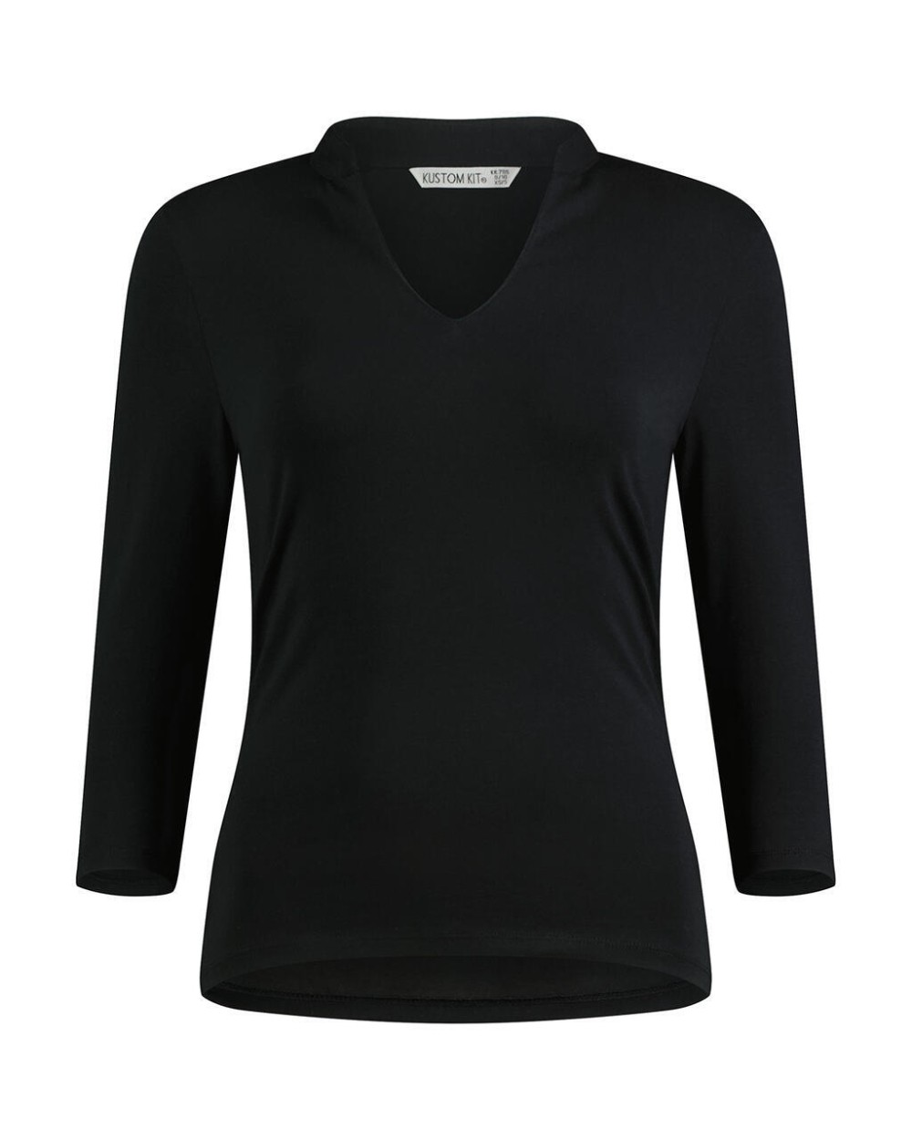 KUSTOM KIT Regular Fit Mandarin Collar Top 3/4 Sleeve T-Shirts personalisierbar