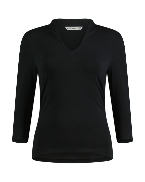 T-shirts KUSTOM KIT Regular Fit Mandarin Collar Top 3/4 Sleeve voor bedrukking &amp; borduring