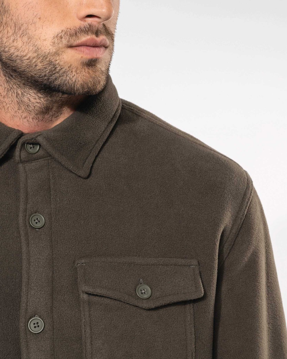 KARIBAN Fleece-Hemdjacke mit Sherpa-Futter Polar Fleeces personalisierbar