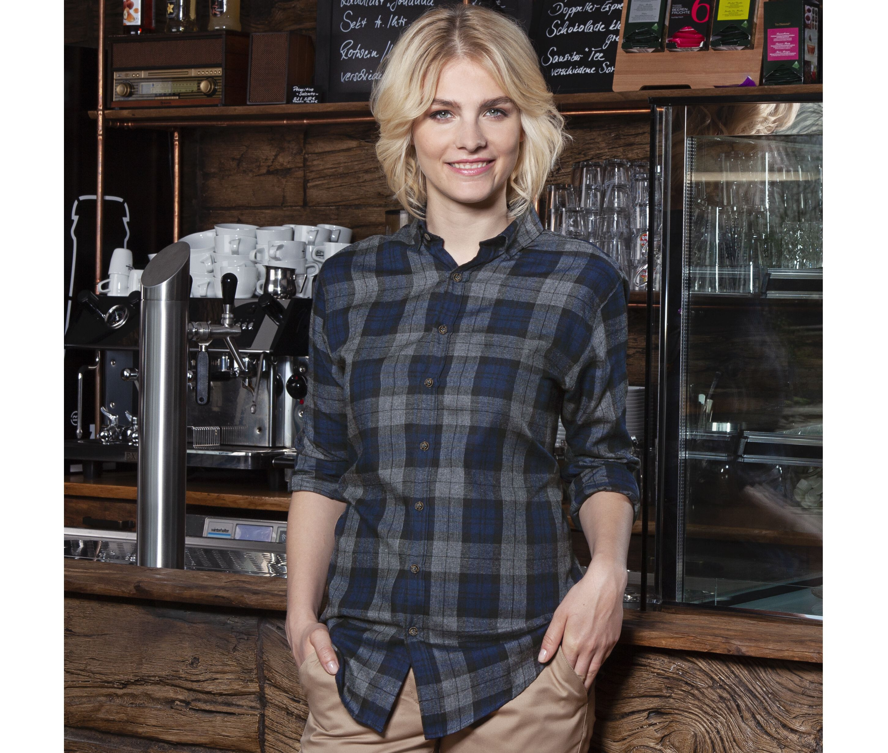 KARLOWSKY Ladies' Checked Blouse Urban-Style Hemden personalisierbar