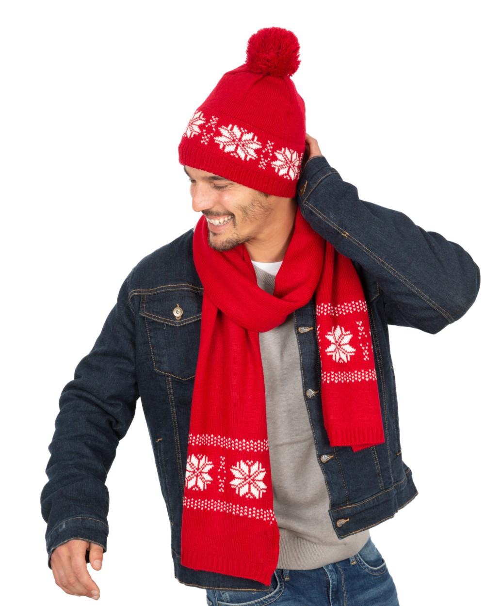 K-UP Weihnachtsstrickmütze mit Sternmuster Mützen personalisierbar