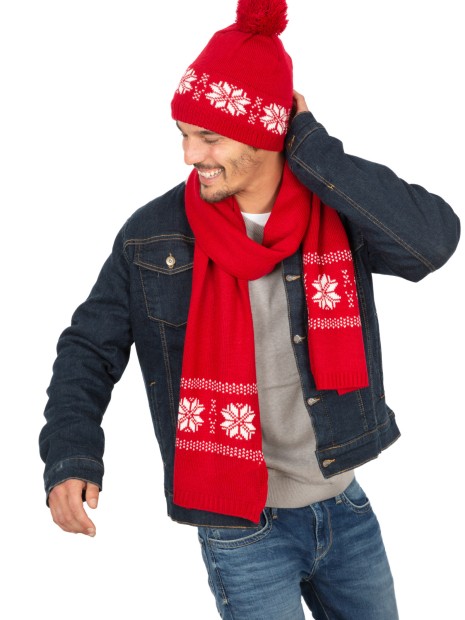 Bonnets à personnaliser K-UP Bonnet de Noël tricoté motif étoiles 