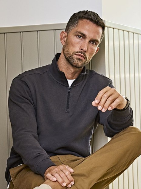 Sweat-shirts à personnaliser TEE JAYS RIBBED INTERLOCK HALF ZIP 