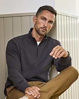 RIBBED INTERLOCK HALF ZIP