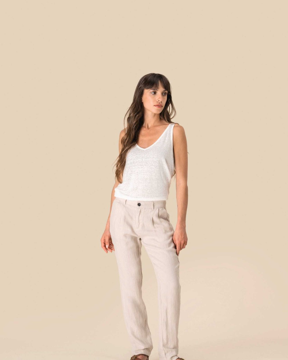 Broeken SPASSO Linnen broek dames voor bedrukking &amp; borduring