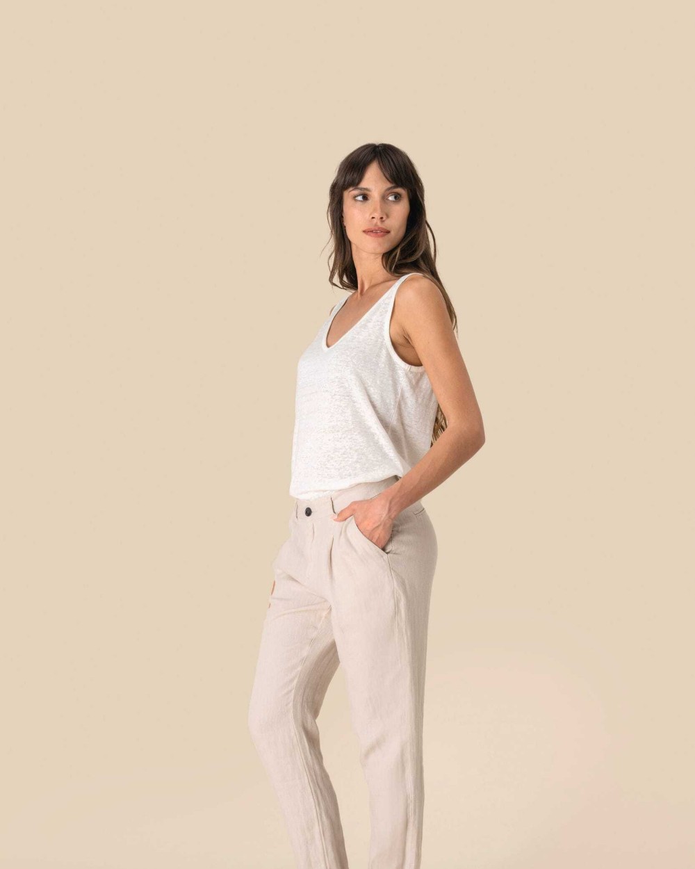 Broeken SPASSO Linnen broek dames voor bedrukking &amp; borduring