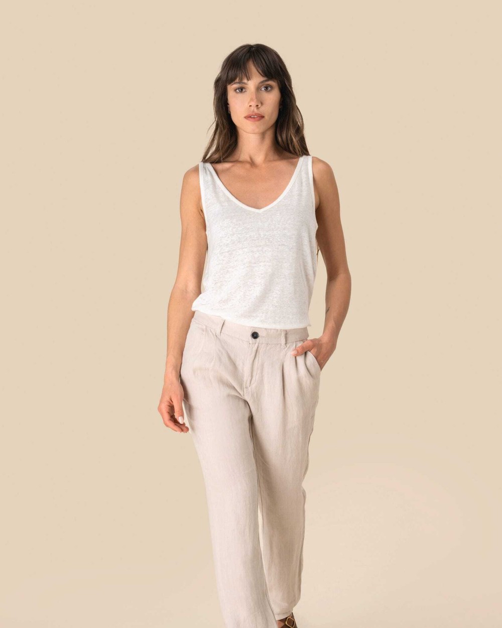 Broeken SPASSO Linnen broek dames voor bedrukking &amp; borduring