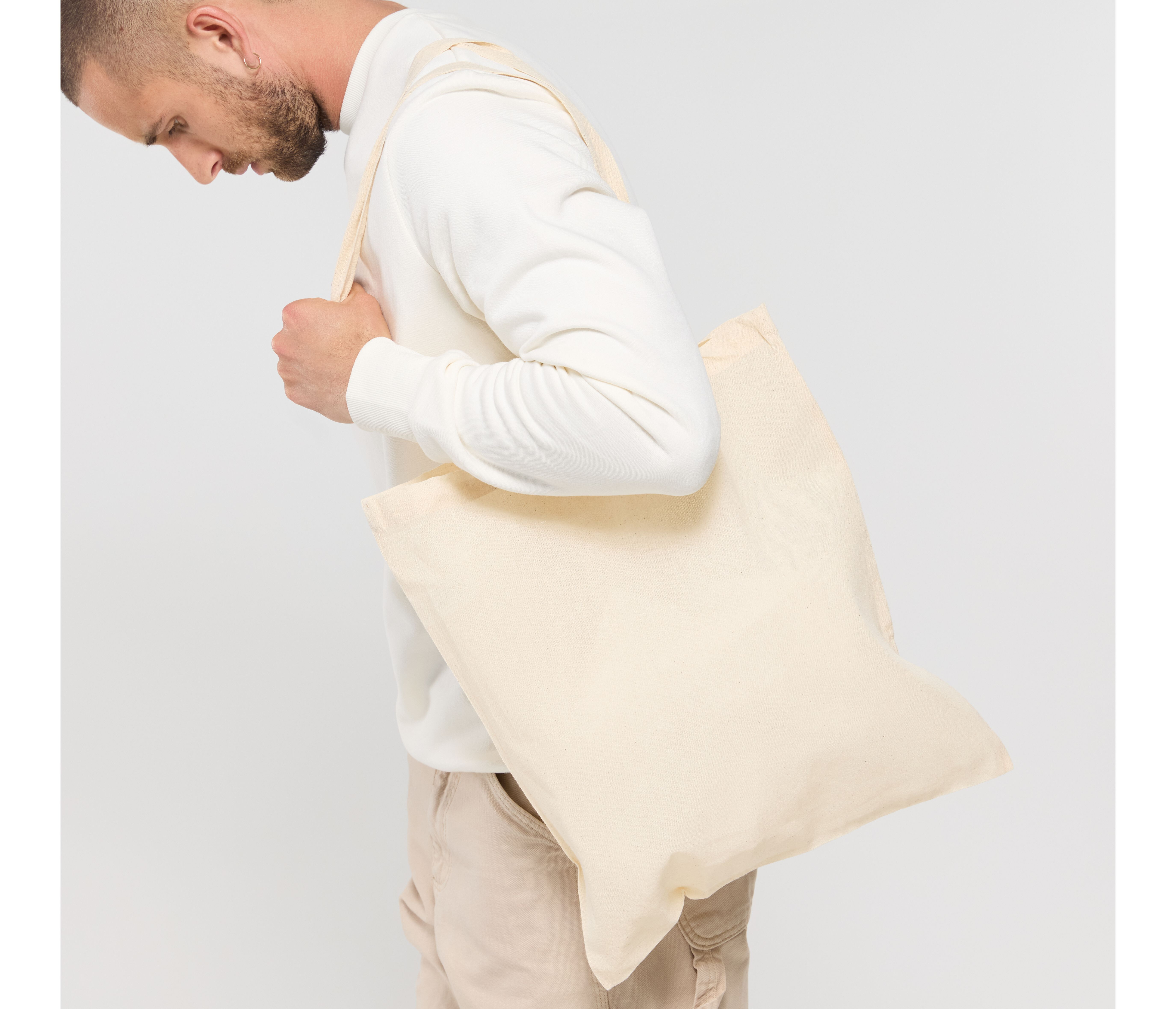 Tassen & Zakken NEWGEN LONG HANDLE PROMO SHOPPER COTTON BAG voor bedrukking &amp; borduring