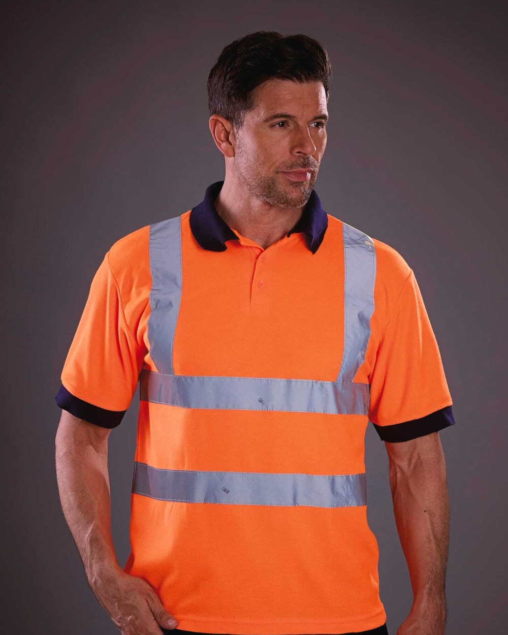 YOKO YOKO Kurzärmliges Polo Shirt in Warnfarbe Poloshirts personalisierbar