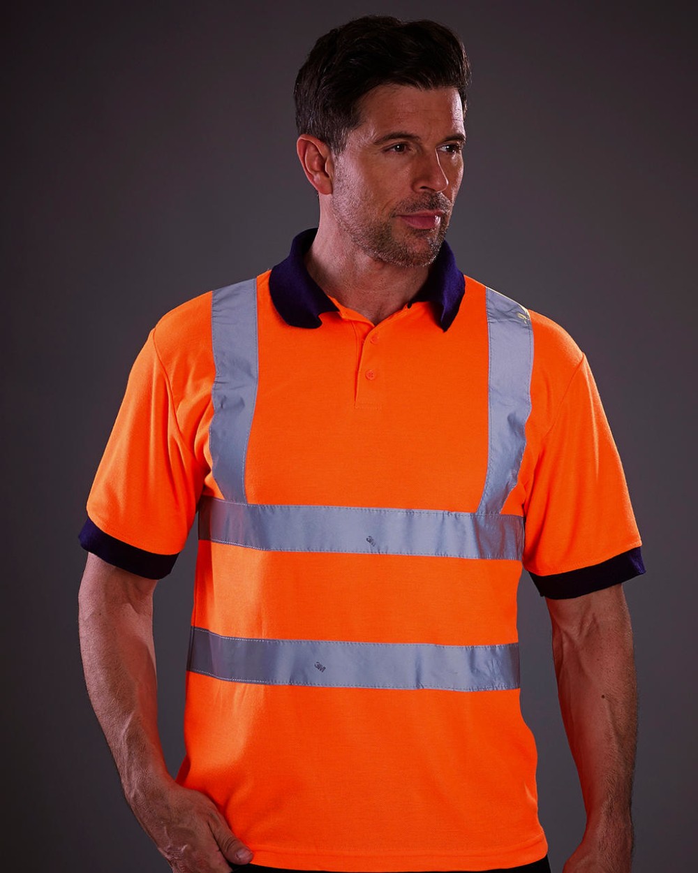 YOKO YOKO Kurzärmliges Polo Shirt in Warnfarbe Poloshirts personalisierbar